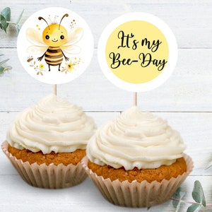 Cupcake Topper Bee Cupcake Topper Baby Children&#39;s Birthday Cupcake Topper Kindergarten Bee Party Decoration Bee Party Honey Bee Bumble Bee