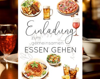 Uitnodiging voor een diner, dinerbon, cadeaubon voor uit eten gaan, cadeau van een maaltijd, restaurantbon, bon voor een restaurant, dinerdate, pdf