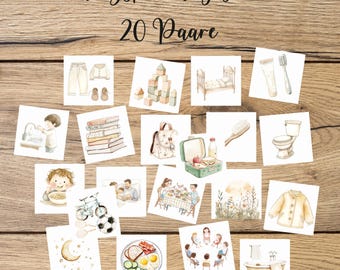 Routine memory game, PRINTABLE memory game, memory game download, memory to print, daily routine memory, routine cards, memory pdf