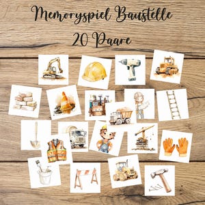 Byggarbetsplatsens memoryspel, utskrivbart memoryspel, nedladdning av memoryspel, utskrivbart memoryspel, byggarbetsplatsens memoryspel, lärandespel på byggarbetsplatsen, grävmaskin