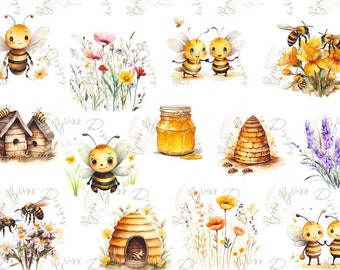 Bee Clipart Bee Clipart Animal Clipart Watercolor Watercolor Honey Bees Clipart Bumblebee Clipart Honeybee Clipart png instant download