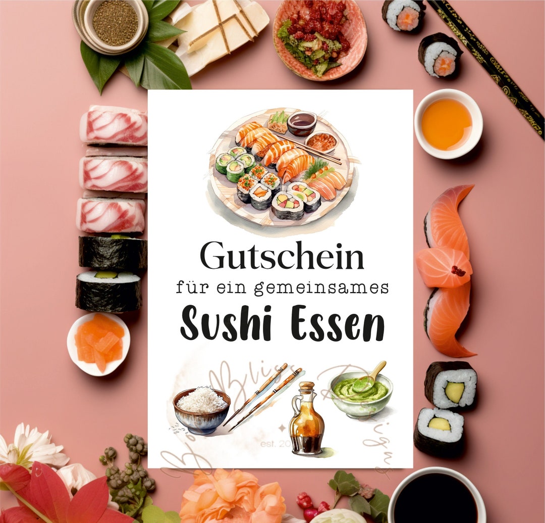 Gutschein Sushi, Gutscheinkarte, Karte Gutschein, Karte mit Gutschein