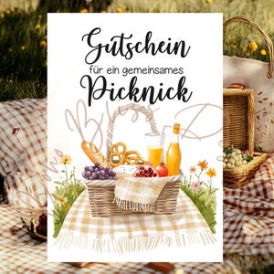 Einladung zum Picknick, Einladung Picknick, Gutschein Picknick, Gutscheinkarte Picknick,digitaler Gutschein Picknick,Zeit zu zweit Gutschein