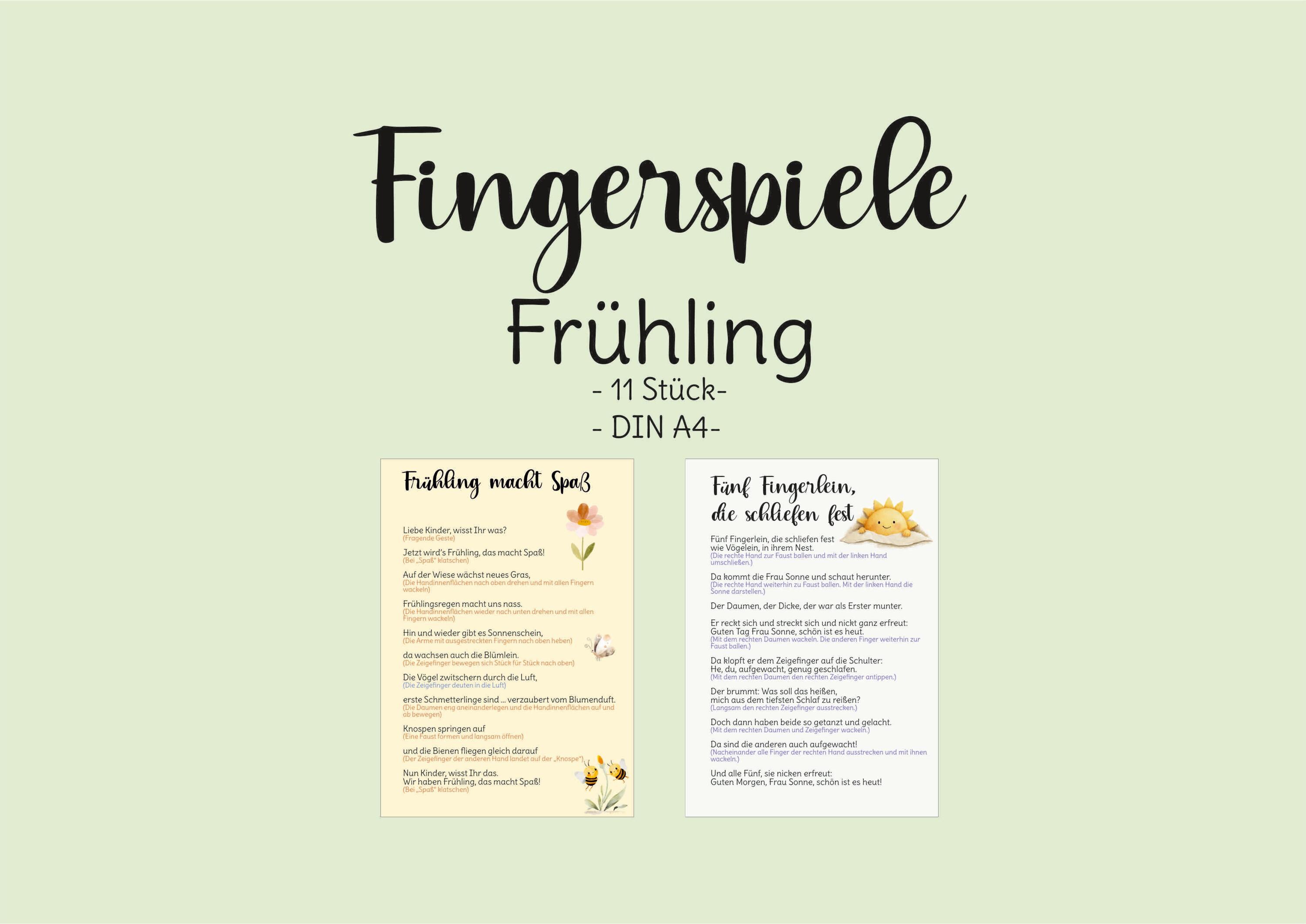 Spring finger games, finger games for morning circle, singing and circle games, rhymes for children, spring circle game cards, kindergarten finger