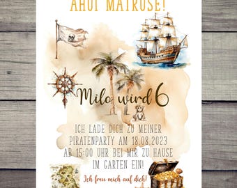 Invitation pirate birthday children's birthday invitation pirate pirate party pirate invitation invitation card children's birthday birthday boy