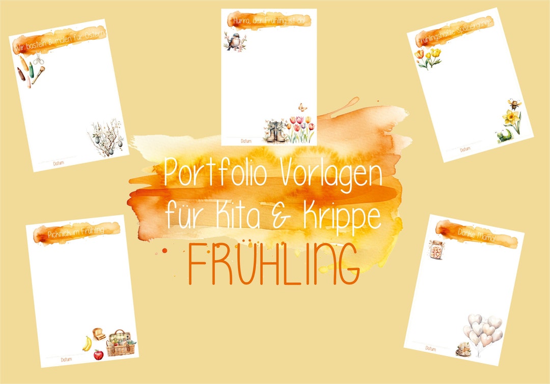  Portfolio Templates Kindergarten and Crèche, Portfolio Spring Motiv 