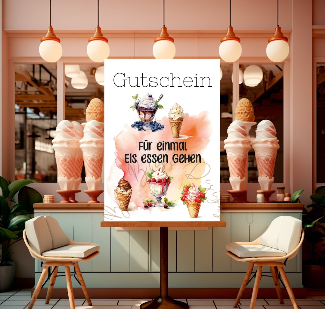 Eating Ice Cream Voucher Template Eating Ice Cream Voucher Etsy