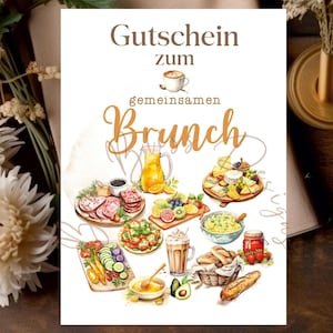 Cupón de brunch, tarjeta de cupón, tarjeta de invitación de brunch, plantilla de cupón de brunch, cupón de brunch, impresión de cupón de brunch, novia