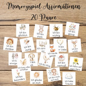 Affirmations memory game, PRINTABLE memory game, memory game download, memory to print, memory, empower children, encouragement, pdf