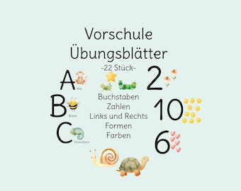 Preschool exercises, preschool sheets, exercise sheets preschoolers, kindergarten worksheets, learning material preschool, preschool book, exercise book