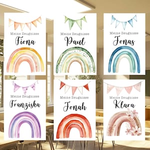 Carpeta de certificados para inscripción escolar, carpeta de certificados arcoiris, carpeta de certificados personalizada niñas, portada digital para carpeta de certificados, certificado pdf