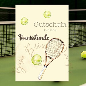 Buono per lezione di tennis, buono regalo di tennis, buono sportivo, modello di buono per tennis, impara il tennis, buono per lezione di tennis