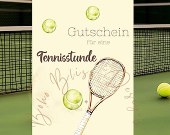 Tennis lesson voucher, tennis gift voucher, sports voucher, tennis voucher template, learn tennis, tennis lesson voucher