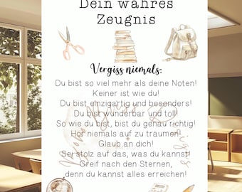 Wahres Zeugnis, Wahres Zeugnis Kinder, Zeugnis Schulkind, Wertschätzendes Zeugnis, Geschenk Schulkind, Motivationszeugnis,besonderes Zeugnis