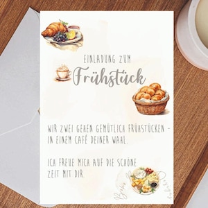 Einladung zum Frühstück Gutschein Frühstück Einladungskarte Frühstücken Kleinigkeit Frühstücksgutschein Gutscheinvorlage zum Ausdrucken