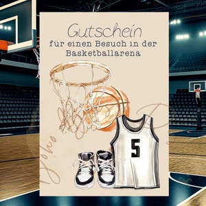 Basketball Gutschein, Geschenkgutschein Basketball, Sport Gutschein, Gutschein Vorlage Basketball, Gutschein für Sportfans, Basketball Event