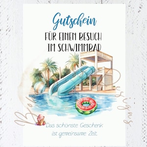Gutschein Schwimmbad Gutscheinkarte Karte Gutschein Gemeinsame Zeit Gutschein für Kinder PDF Gutscheinvorlage Erlebnisbad Ticket digital
