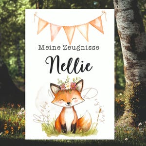 Zeugnismappe Einschulung, Zeugnismappe Fuchs, Zeugnismappe personalisiert Mädchen, Digitales Deckblatt für Zeugnismappe, Zeugnis pdf Fuchs