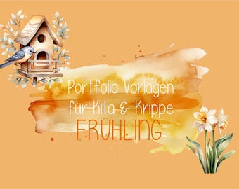 Portfolio templates kindergarten and crèche, portfolio spring, kindergarten portfolio templates, portfolio kindergarten folder, portfolio daycare