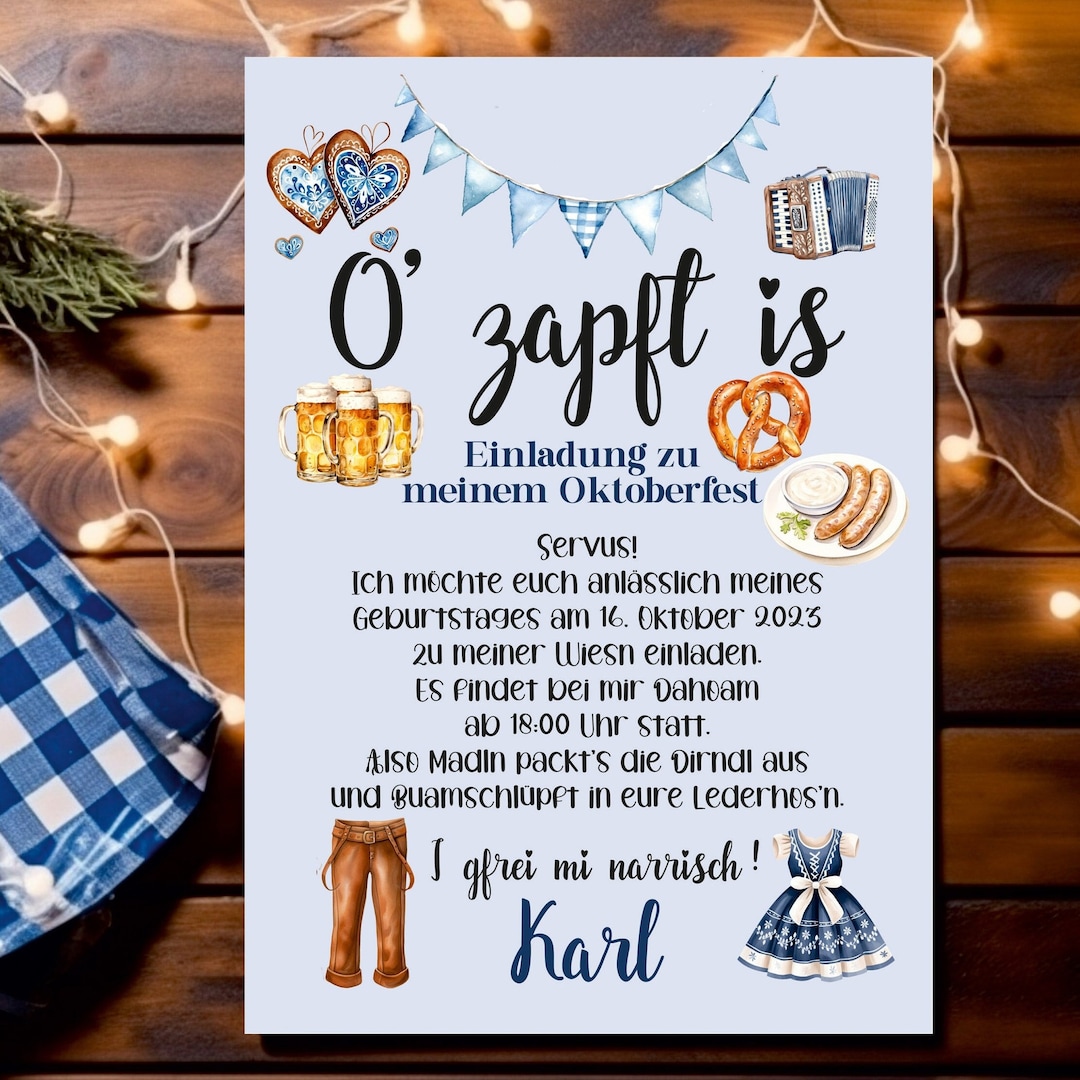 Oktoberfest Einladung Einladung zum Geburtstag Oktoberfest Etsy.de