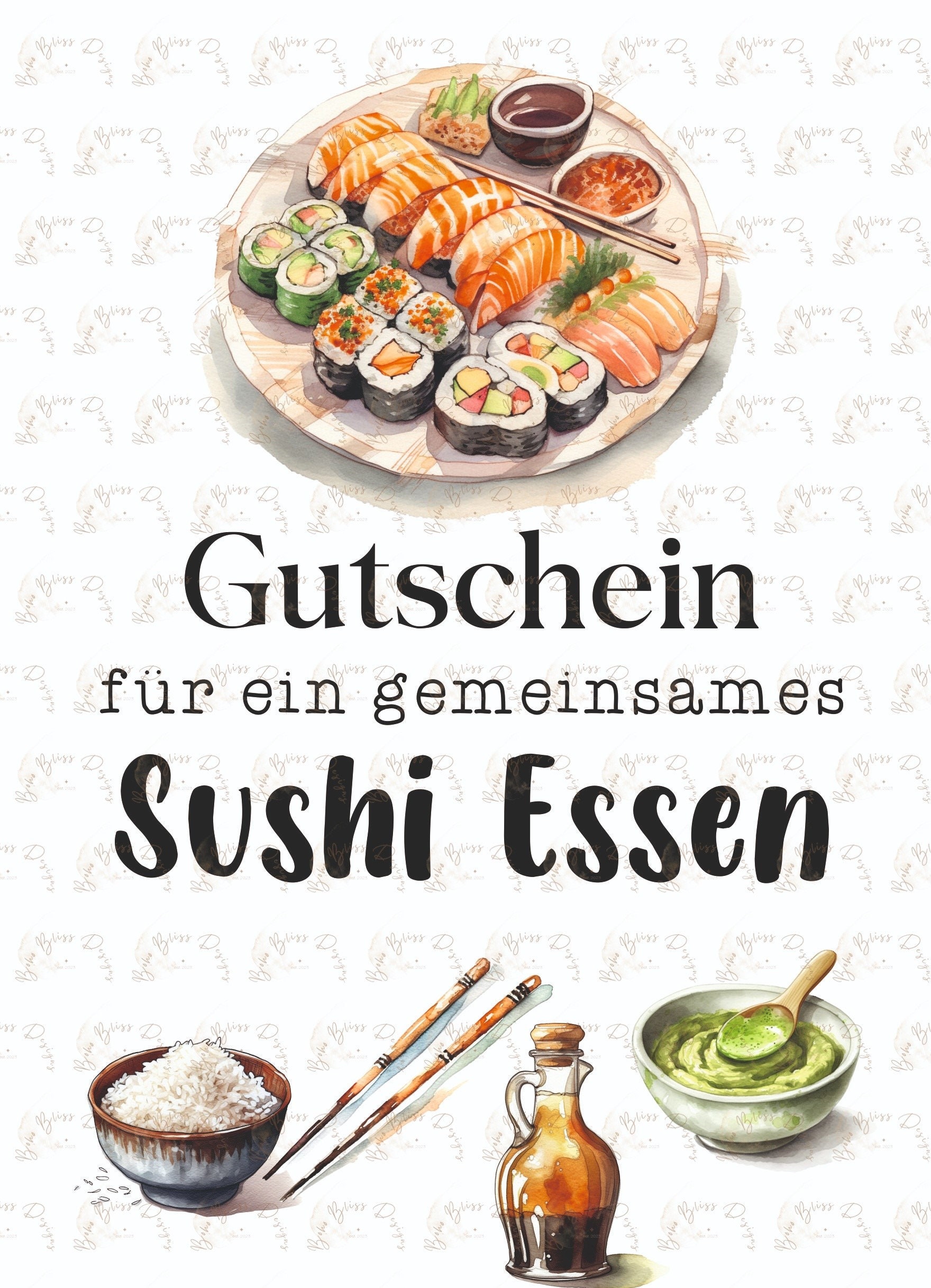 Gutschein Sushi, Gutscheinkarte, Karte Gutschein, Karte mit Gutschein