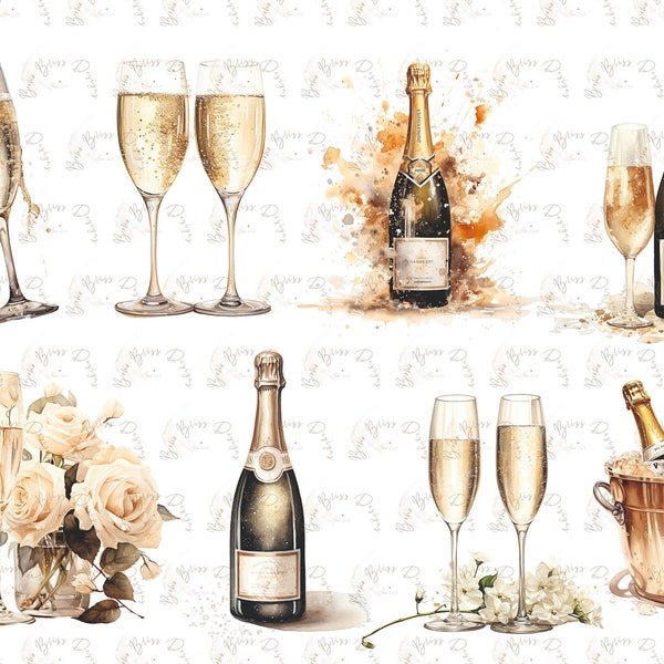 Watercolor Celebration Clipart, Watercolor Party Clipart, Wedding Clipart, Champagne PNG, Invitation Clipart, Champagne Clipart, party png