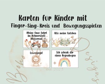 Finger games for the morning circle, singing and circle games, finger games for children, movement games, movement cards, circle game cards, daycare pdf