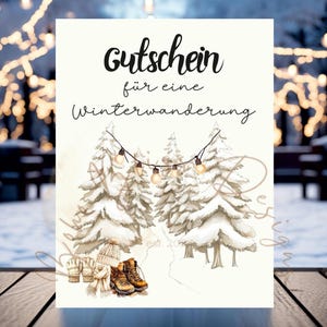 Winterwandelingvoucher, winterwandelingvoucherkaart, wandelcadeaubon, wandelexcursievoucher, winteractiviteitenvoucher