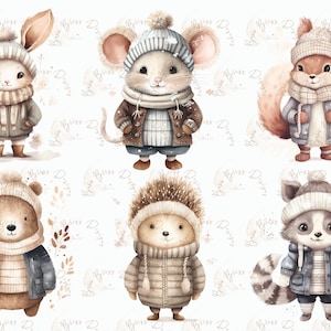 Imágenes prediseñadas de animales de Navidad PNG, paquete de imágenes prediseñadas de invierno, imágenes prediseñadas de animales, imágenes prediseñadas de animales lindos, imágenes prediseñadas de animales de invierno, imágenes prediseñadas de animales del bosque
