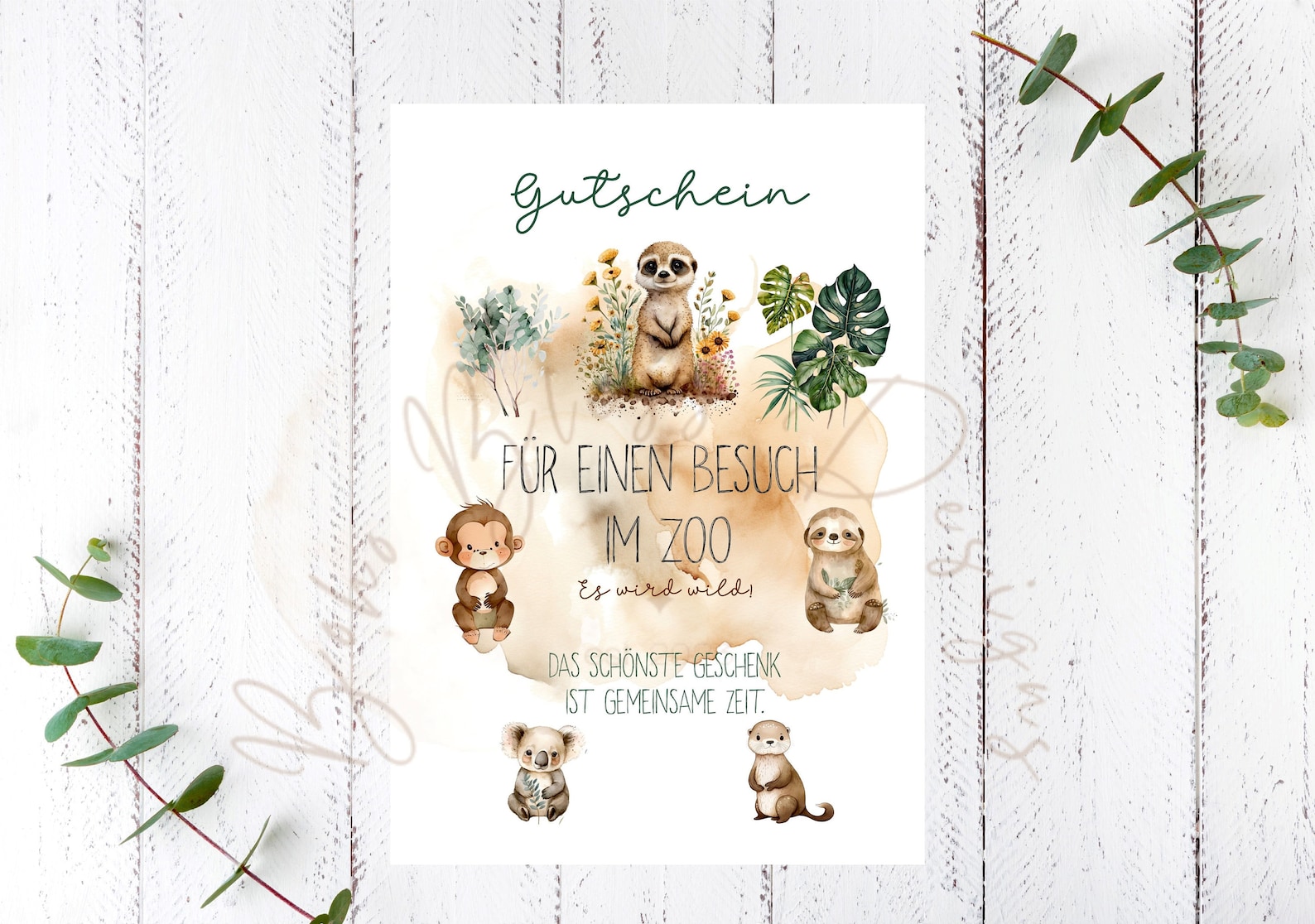 Gutschein Zoo Gutschein Karte Gutschein zum Ausdrucken Gutschein Sofort