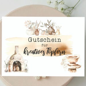 Gutschein Töpferkurs, Geschenk Töpfern, Gutschein Töpfern, Geschenkgutschein Vorlage Töpfern, Gutscheinkarte Töpfern, Gutschein Töpferstunde