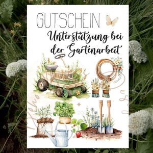 Gutschein Garten, Gutschein Hilfe im Garten, Gutscheinkarte Garten, Gartenarbeit, Gutschein für sie, Zeit statt Zeug Gutschein, Gartenhilfe