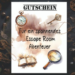 Gutschein Escape Room, Escape Room Ticket druckbar, Escape Room Einladung, Geschenkgutschein, Geburtstagsgutschein, Escape Room Geschenk