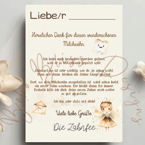 Lettre de la fée des dents, courrier de la fée des dents, cadeau de la fée des dents, carte avec certificat, certificat de la fée des dents, carte postale de la fée des dents, lettre de la fée des dents