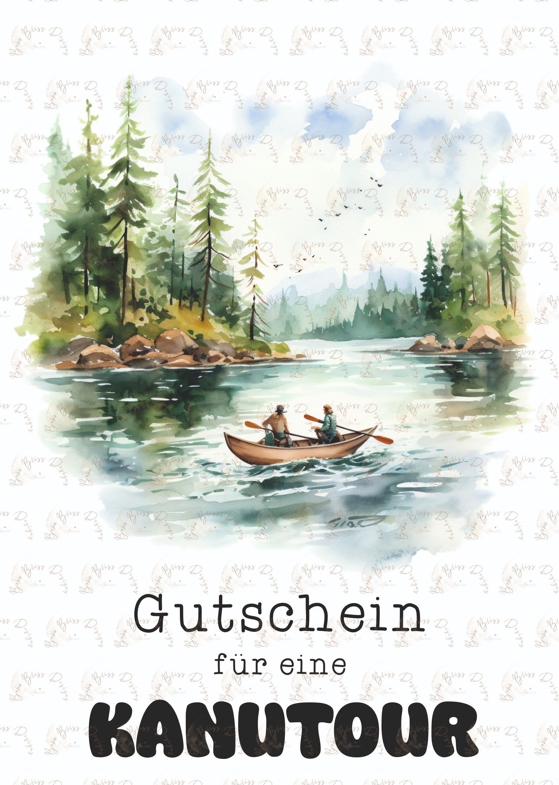 Gutschein Kanu Tour, Gutscheinkarte Kanu, Karte Kanu, Geschenkgutschein