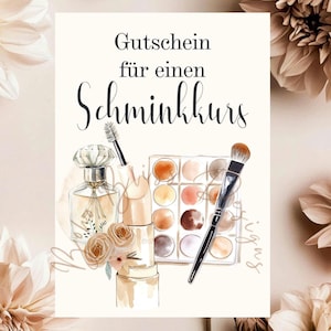 Gutschein Schminkkurs, Gutschein Schminken, Kosmetikstudio Gutscheinkarte, Gutscheinvorlage Kosmetik, Make-up Workshop, Beauty Gutschein