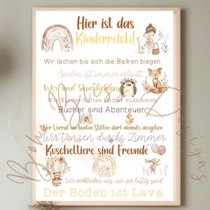 Póster habitación infantil, decoración habitación infantil, póster infantil, cuadro infantil, reino infantil, normas habitación infantil, póster para niñas, normas infantiles