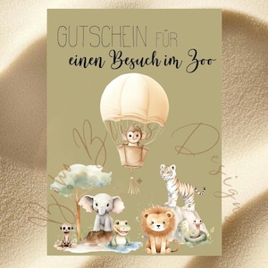 Gutschein Zoo, Gutschein Ausflug, Gutschein Zoo Vorlage, PDF Gutscheinvorlage, Geburtstagsgeschenk für Kinder, Zoo,Tiere,Zoo Gutschein Karte