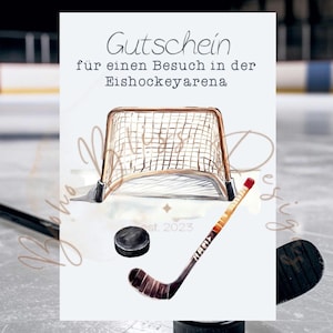 Gutschein Eishockey, Eishockeyspiel Geschenkgutschein, Eishockey Gutschein Vorlage, Gutschein für Eishockeyspiel, Besuch Eishockeyarena