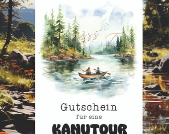 Canoe tour voucher, canoe voucher card, canoe map, canoe gift voucher, canoeing voucher, gift idea, digital voucher