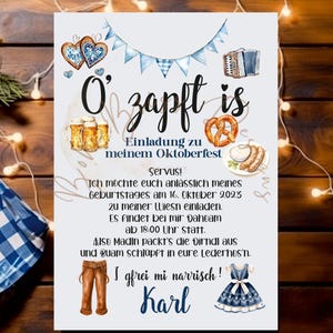 Oktoberfest invitation, Oktoberfest birthday invitation, digital Oktoberfest invitation to send via WhatApp or email, O&#39;zapft is