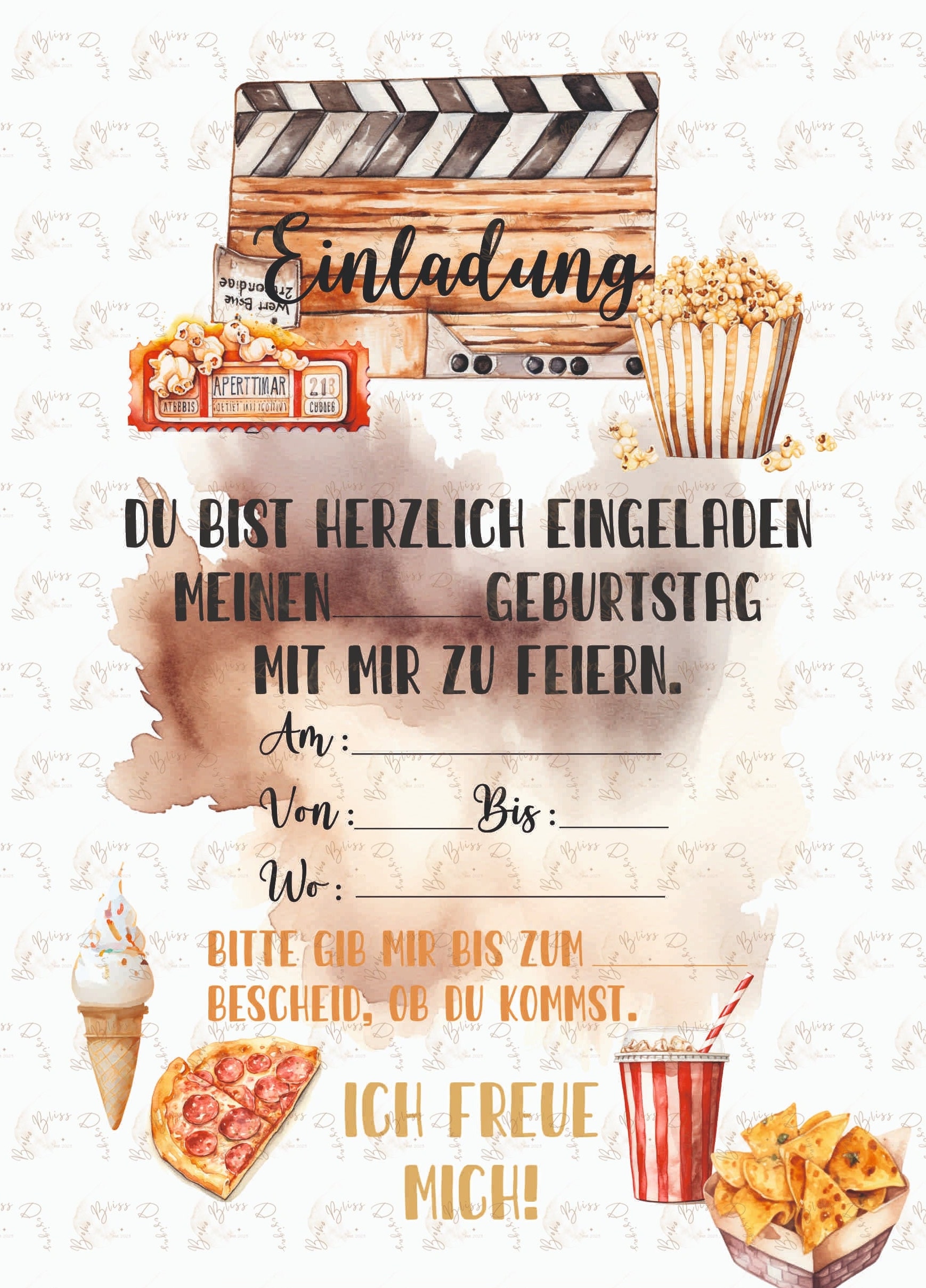 12 Inviti Per Festa Di Compleanno A Tema Cinema - Set Completo Con Buste, Sacchetti Regalo E Adesivi. Prodotto In Germania, Qualità Premium. - 5