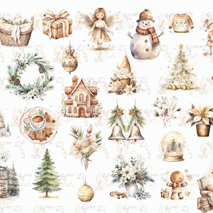 Christmas clip art, Winter Holiday clipart, christmas clipart, winter clipart, watercolor christmas clipart, watercolor winter clipart, xmas