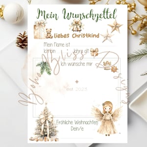 Wunschzettel Christkind, Wunschzettel Weihnachten, Wunschzettel digital, Wunschzettel Download, Weihnachtspost, Wunschliste, Wunschkarte