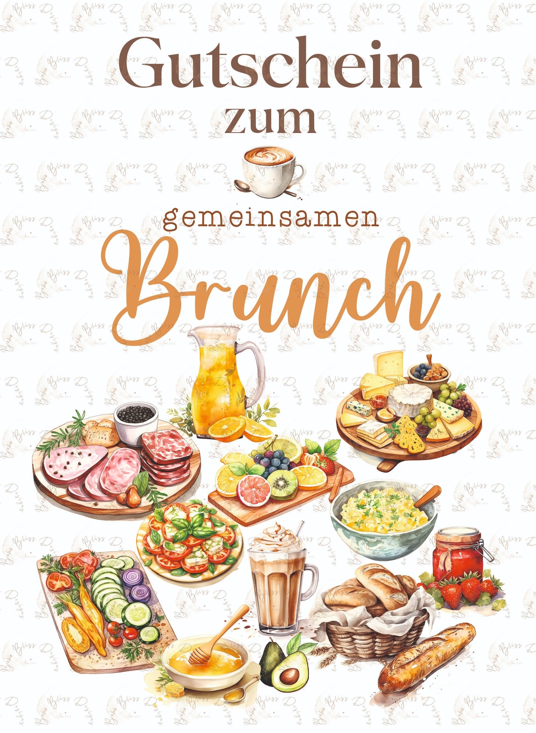 Gutschein Brunch, Gutscheinkarte, Karte Einladung Brunch, Gutschein