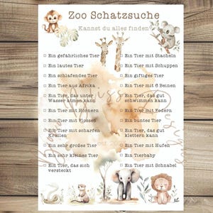 Treasure hunt, zoo treasure hunt, zoo scavenger hunt, scavenger hunt with children, search game for children, themed scavenger hunt, scavenger hunt template pdf