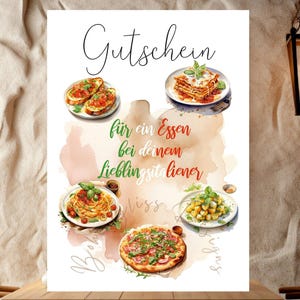 Gutschein Essen, Gutschein italienisch essen, Karte Essen gehen, Einladung Essen gehen, Geschenkgutschein Essen, Gutscheinkarte Essen gehen