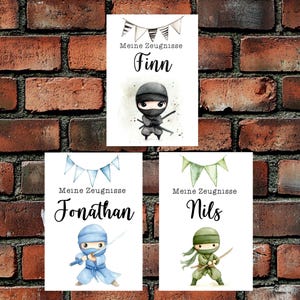 Zeugnismappe Einschulung, Zeugnismappe Ninja, Zeugnismappe personalisiert Junge, Digitales Deckblatt für Zeugnismappe, Zeugnis pdf Ninja
