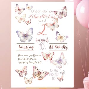 Einladung Schmetterling Einladungskarte Mädchen Einladung Schmetterling Geburtstagseinladung Einladungskarte Schmetterling Einladung digital