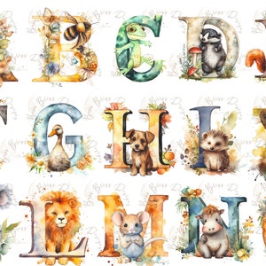 Aquarela Alfabeto Clipart Letras Baixar Aquarela Letras ABC Letras Clipart Animal Alfabeto Clip Art Animais Fofos Letras Aquarela